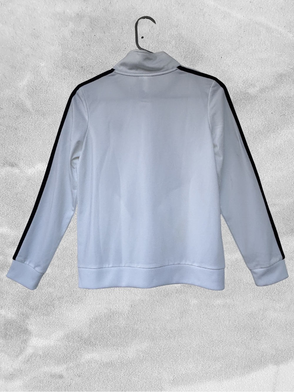 adidas White Kids Track Jacket with Black Stripes - Picture 3 of 5